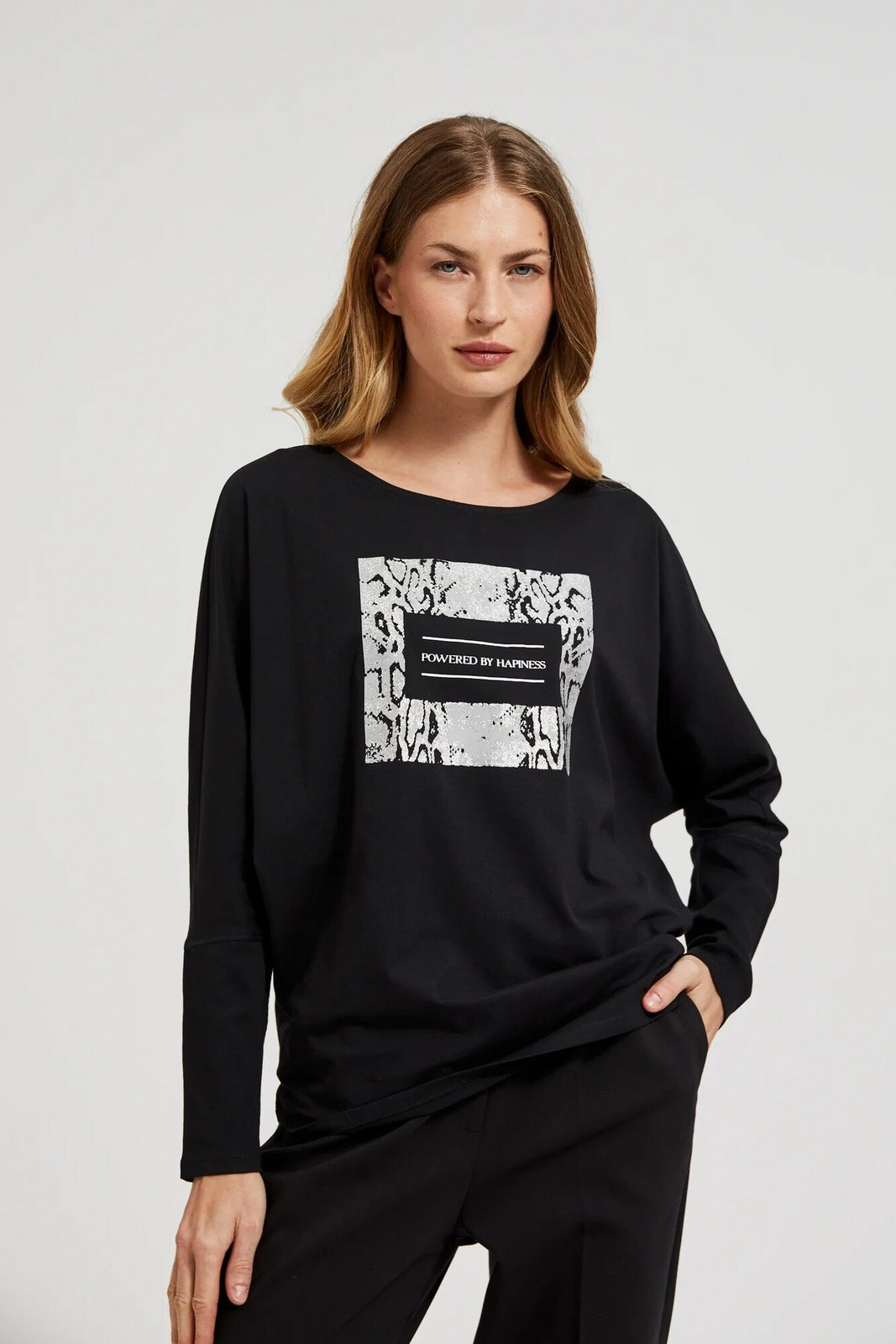 Women's blouse with black-silver print MOODO - black