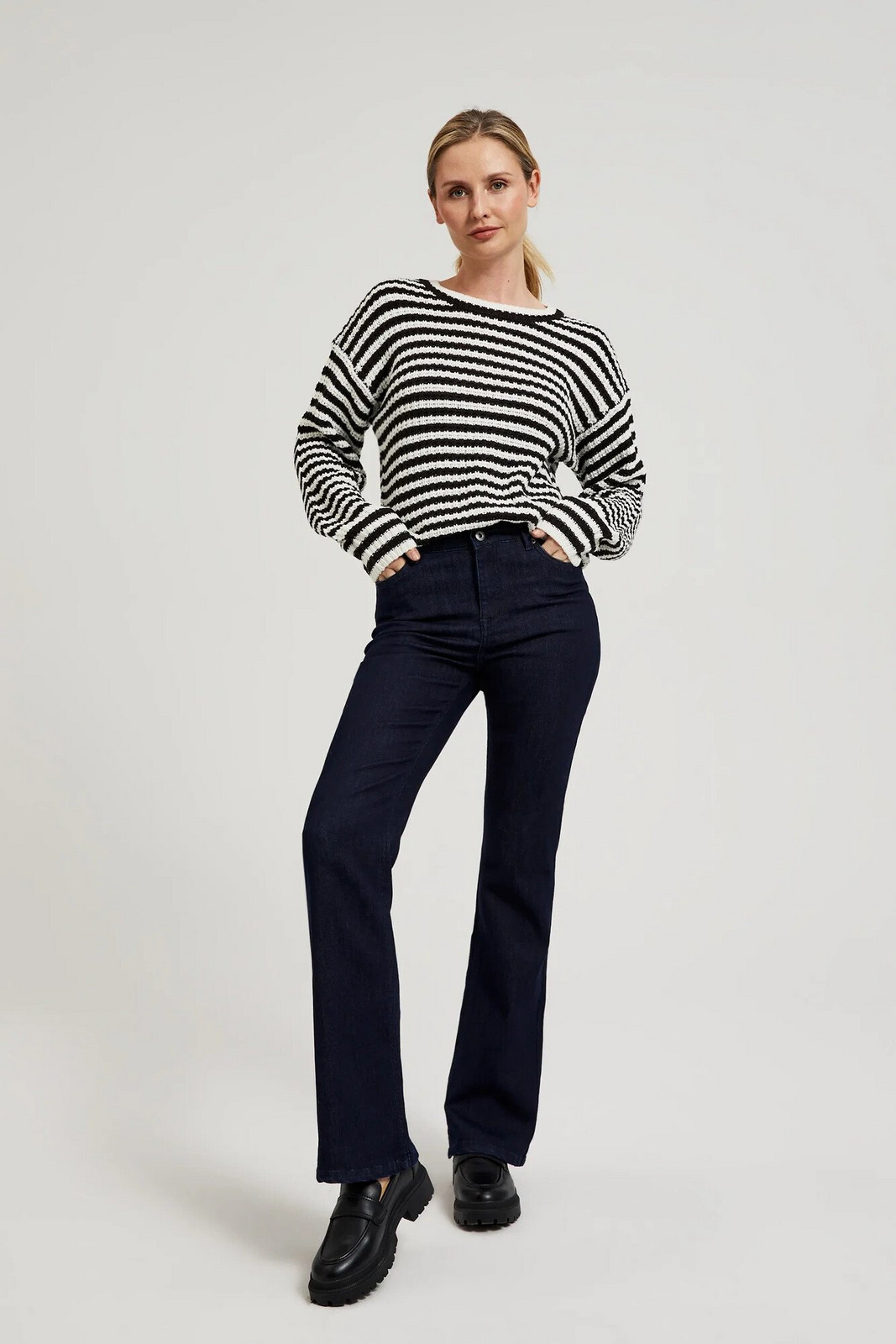 Women's striped sweater MOODO - white-black