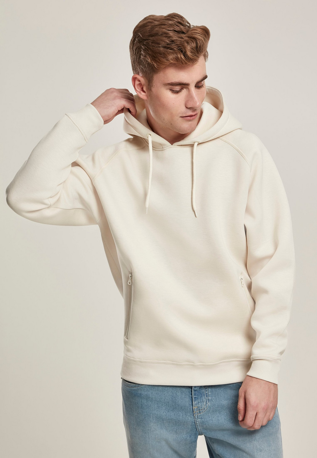 Pocket Hoodie with Zipper Raglan Zip Sand