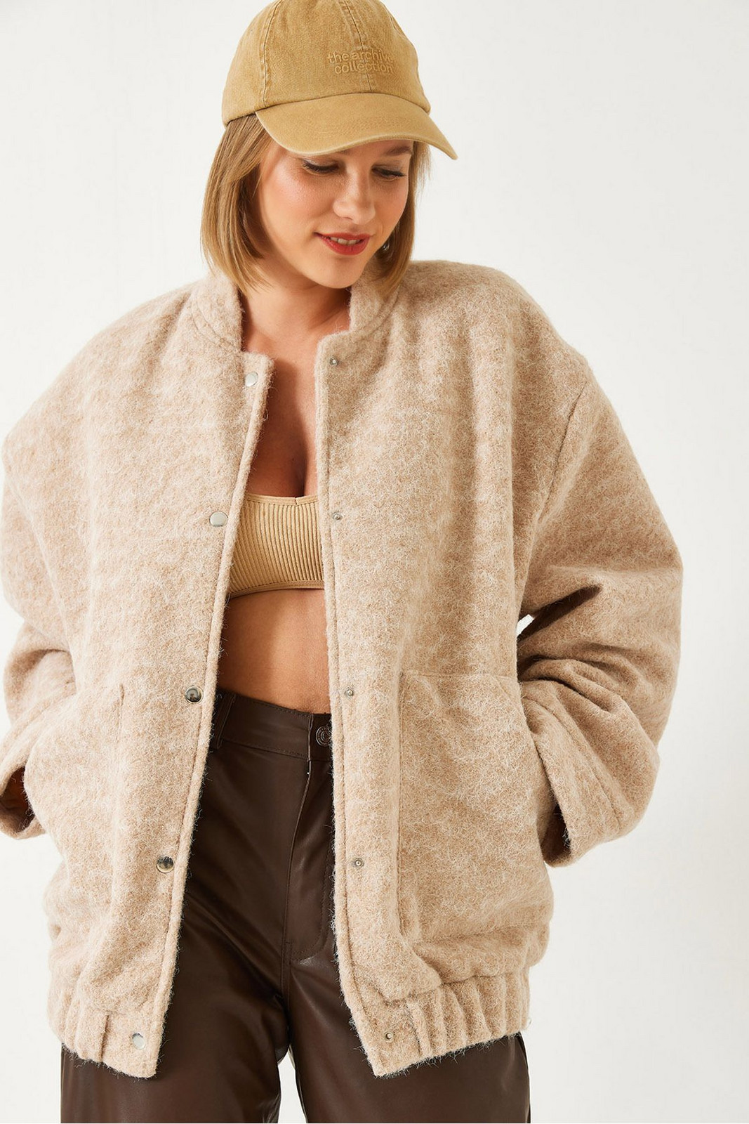 Bianco Lucci Women's Stamped Bomber Jacket 2613