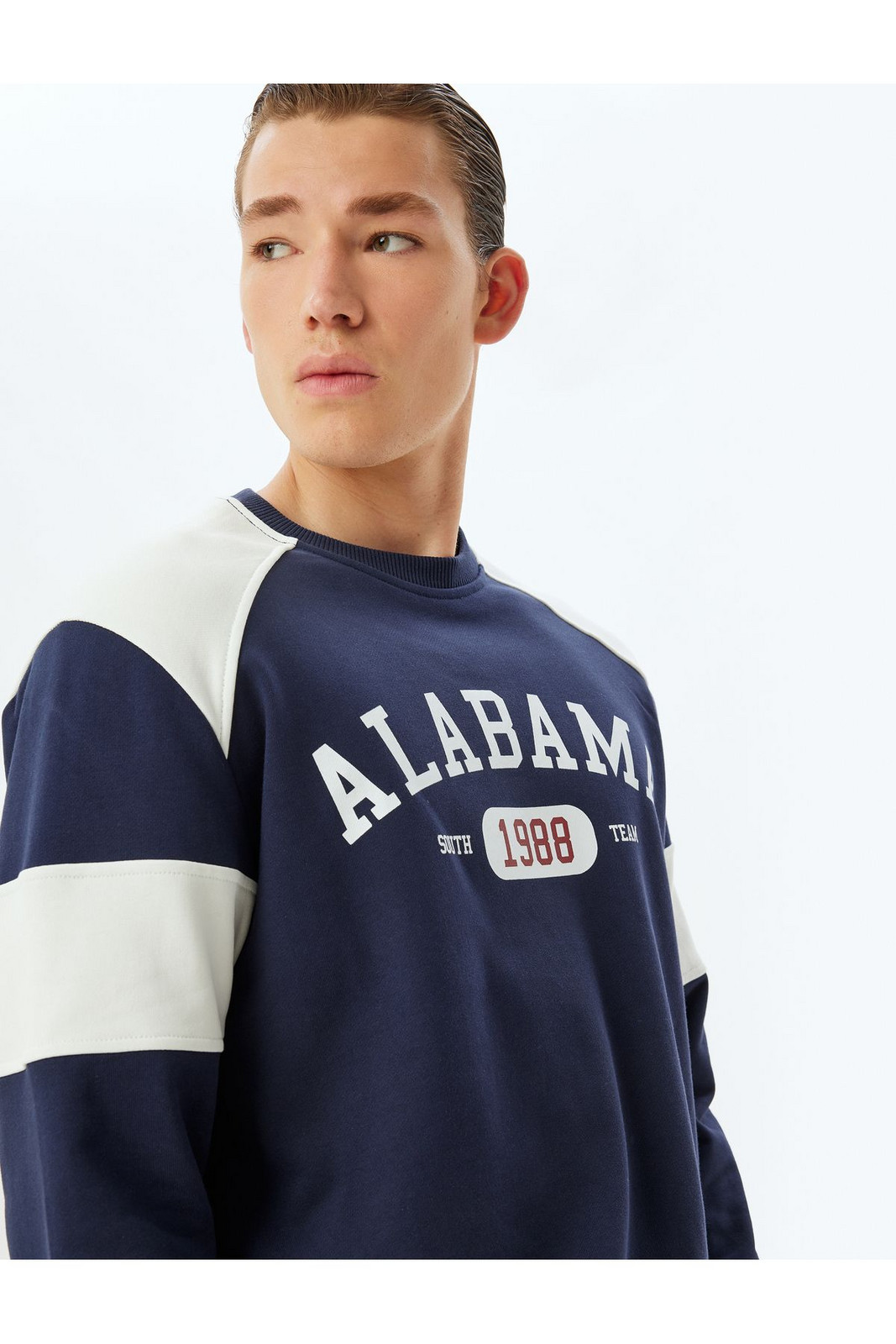 Koton College Printed Sweatshirt Crew Neck Color Block Cotton