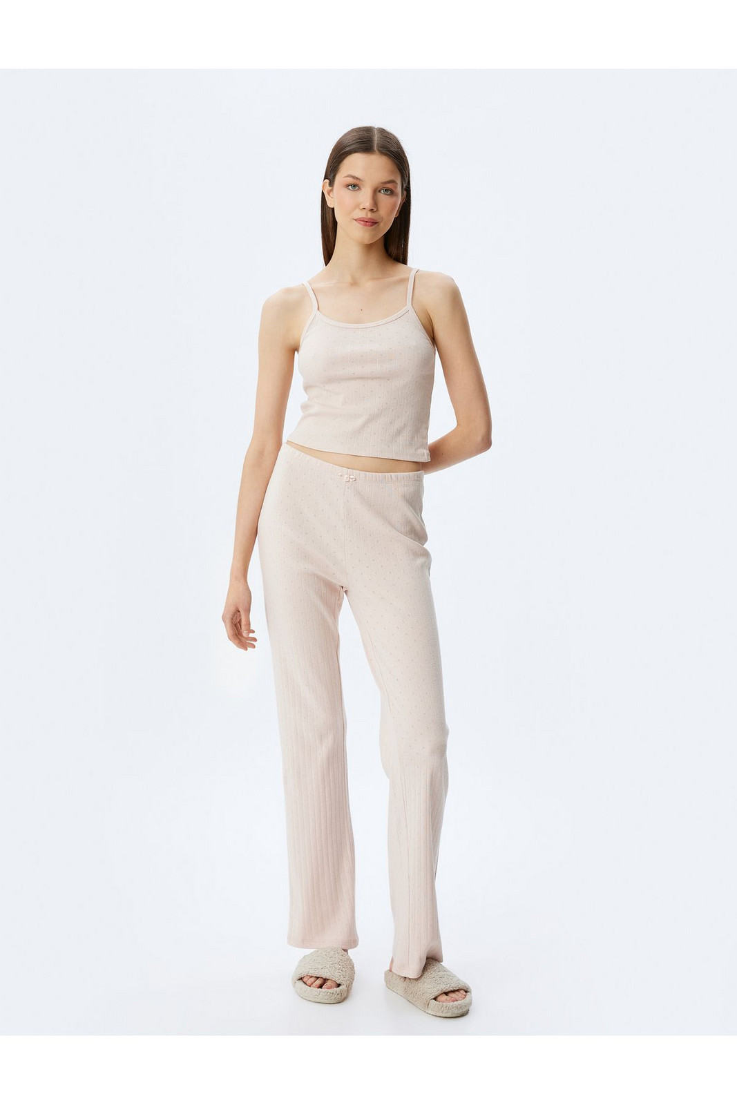 Koton Cotton Knit Crop Top with Straps