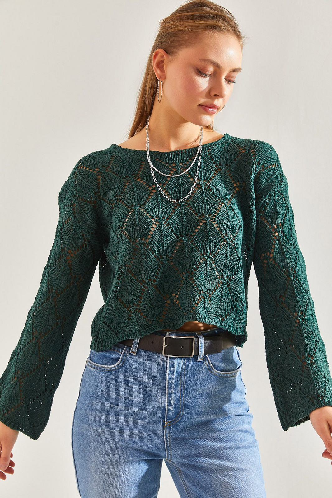Bianco Lucci Women's Openwork Knitwear Sweater