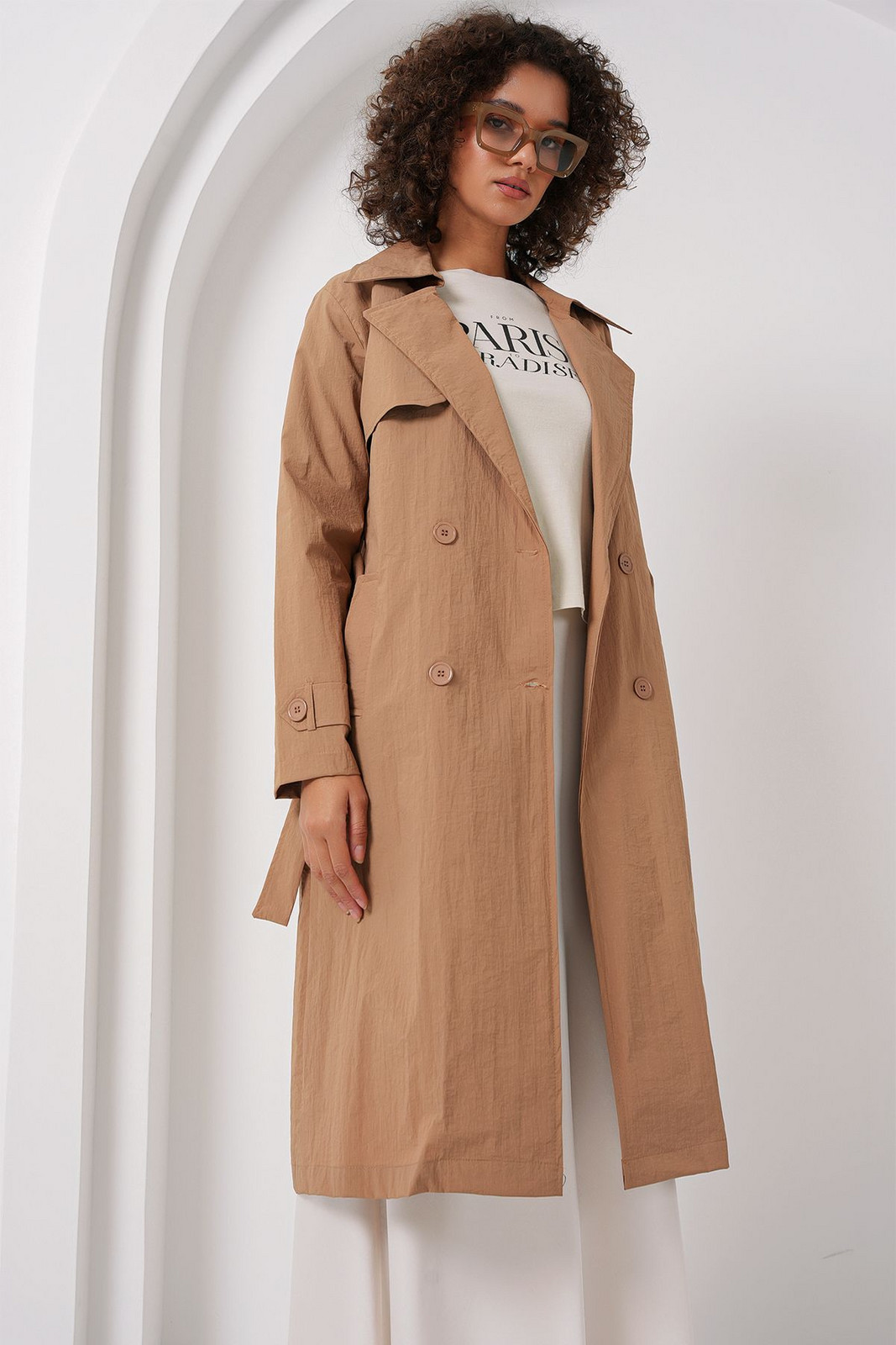Bigdart 5938 Double Breasted Trench Coat - Camel