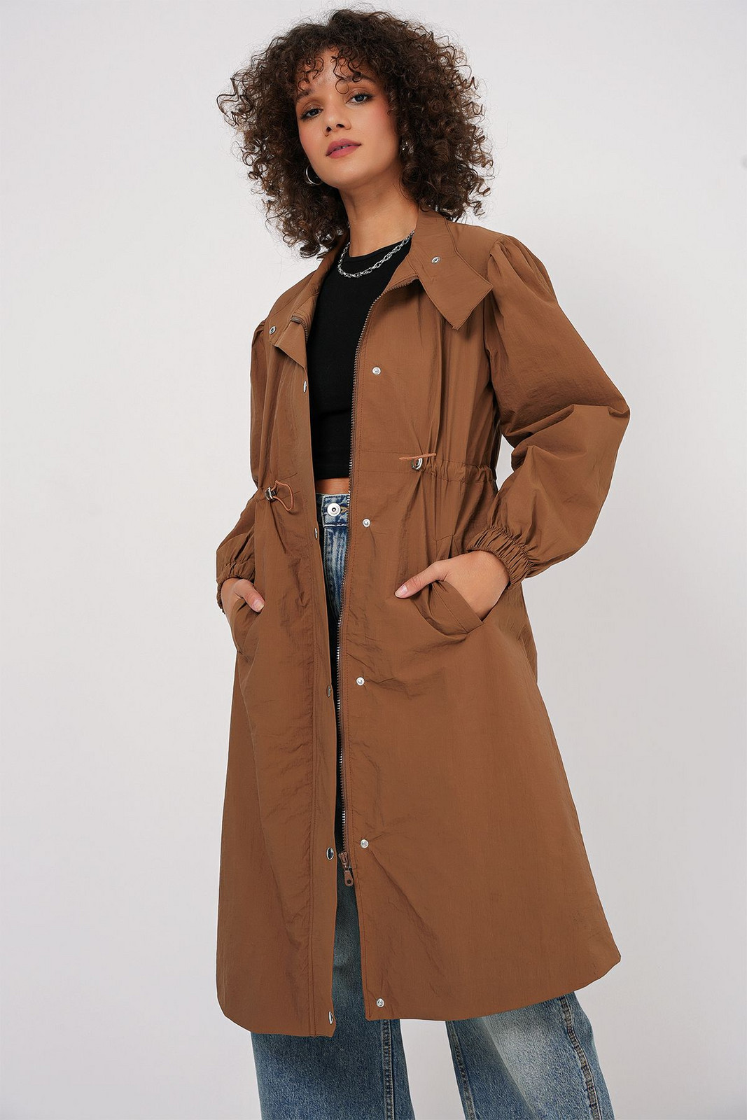 Bigdart 5939 Lined Long Trench Coat - Tan