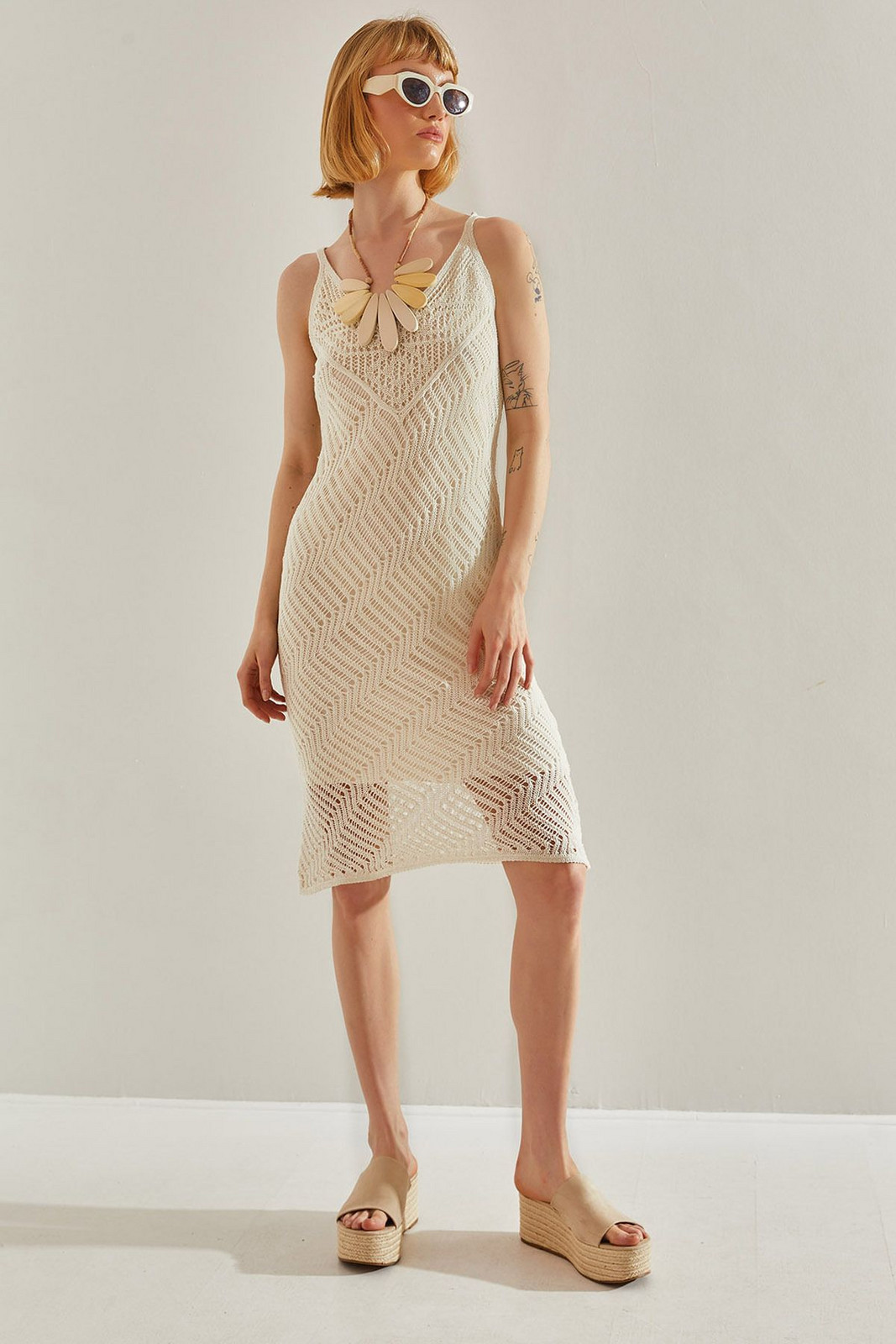 Bianco Lucci Women's Thin Strap Knitwear Dress