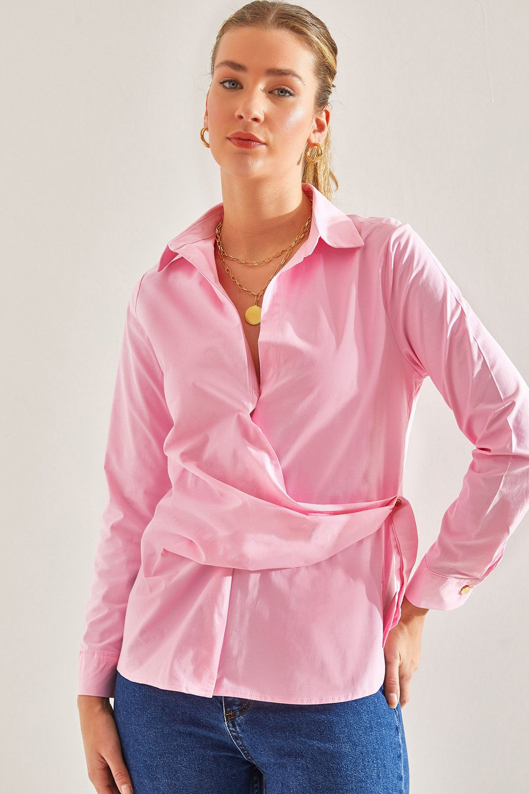 Bianco Lucci Women's Side Buttoned Shirt