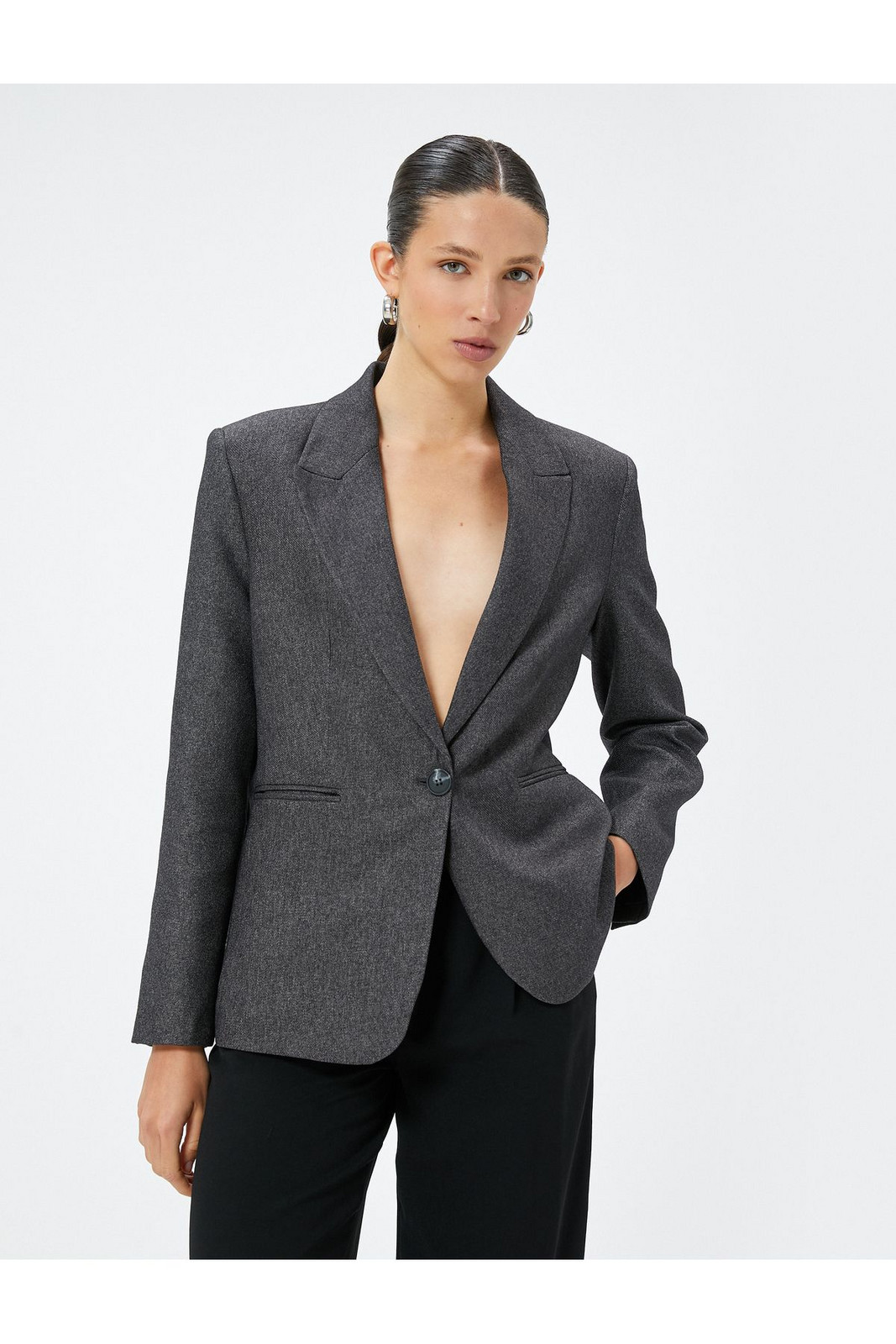 Koton Blazer Jacket Double Breasted Pocket Regular Fit
