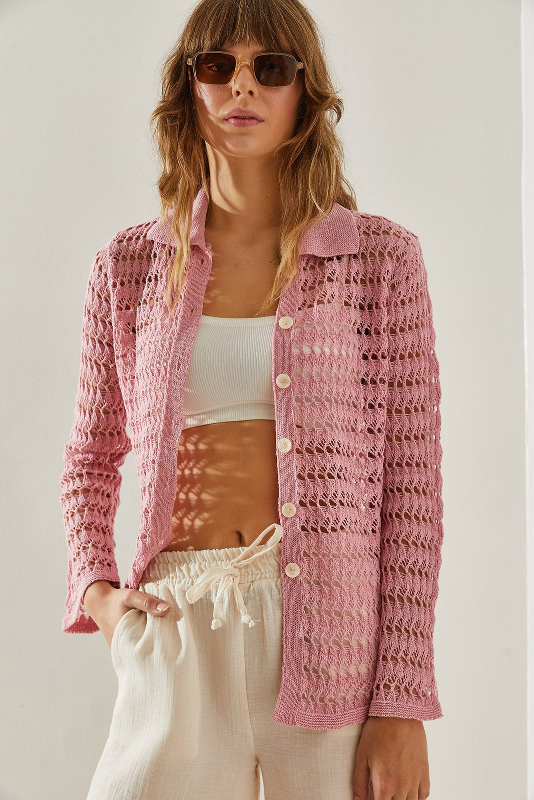 Bianco Lucci Women's Openwork Cardigan