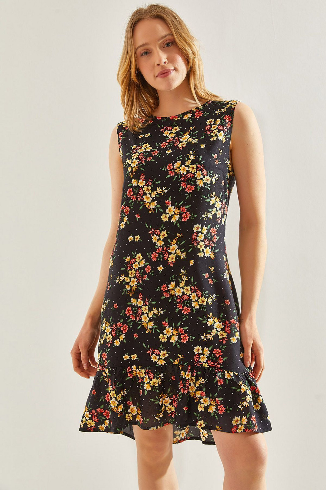 Bianco Lucci Women's Skirt Ruffled Floral Viscose Dress