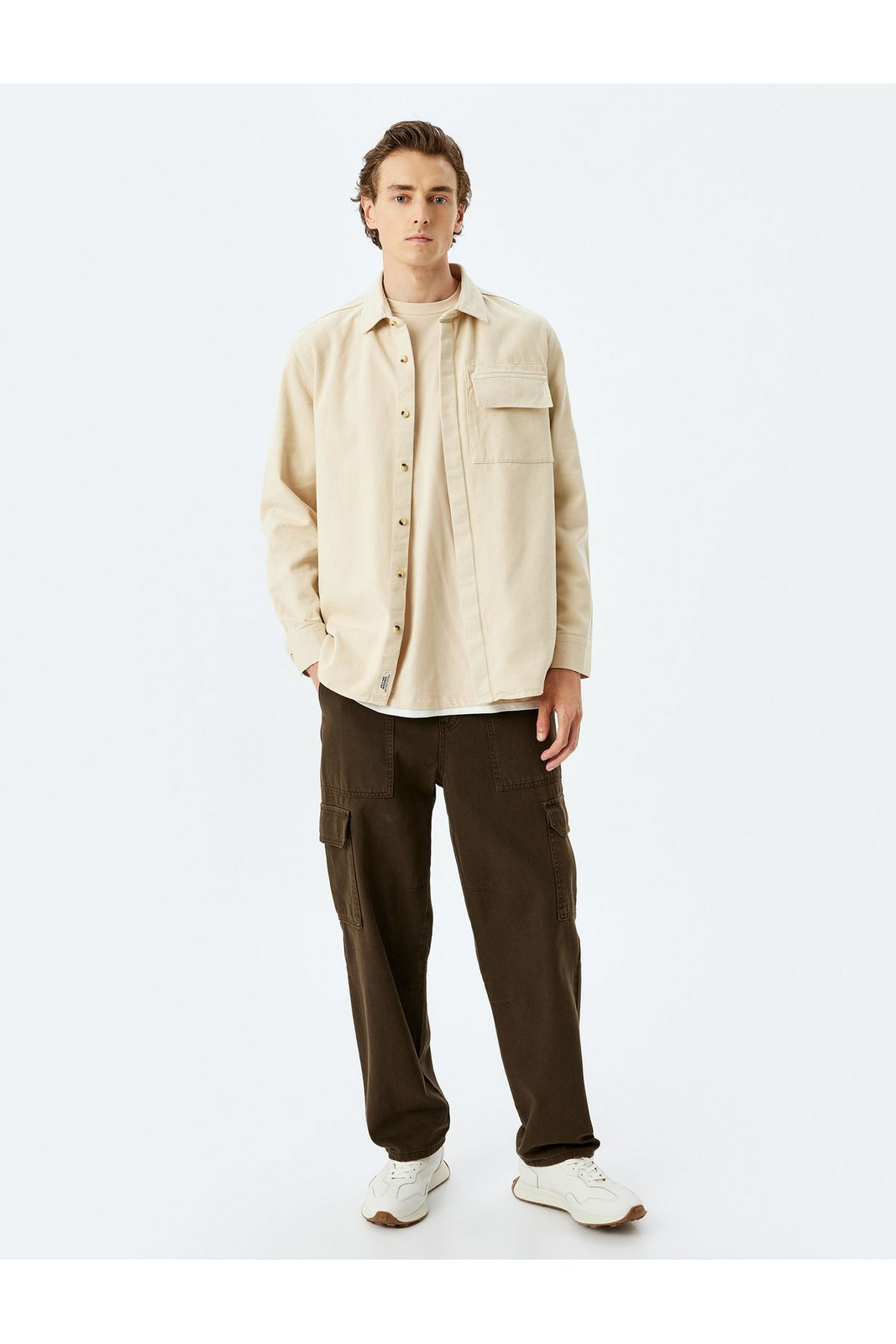Koton Cotton Long Sleeve Shirt with Flap Pocket Detail