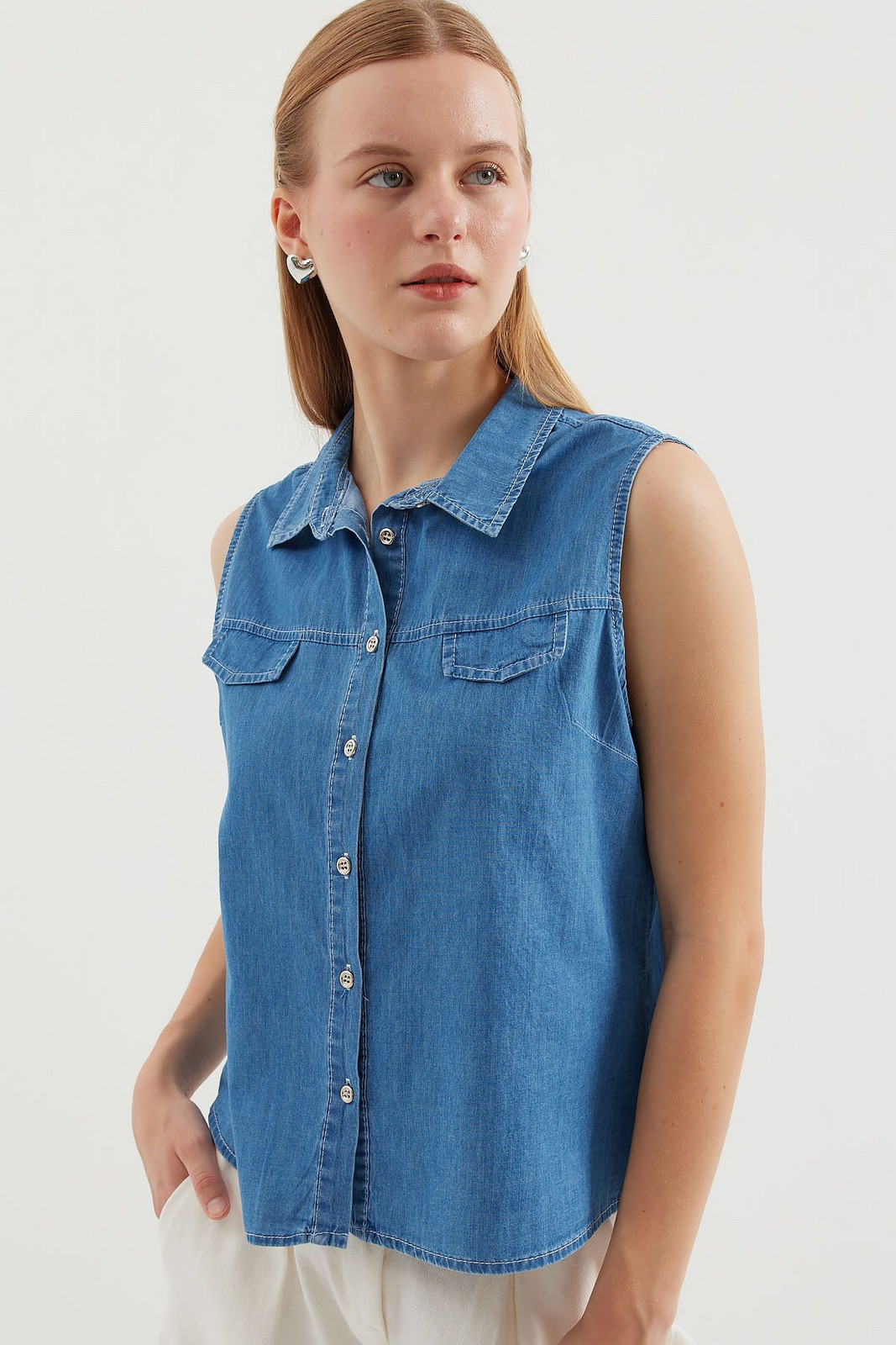 Bigdart 20257 Zero Sleeve Denim Shirt - Navy Blue