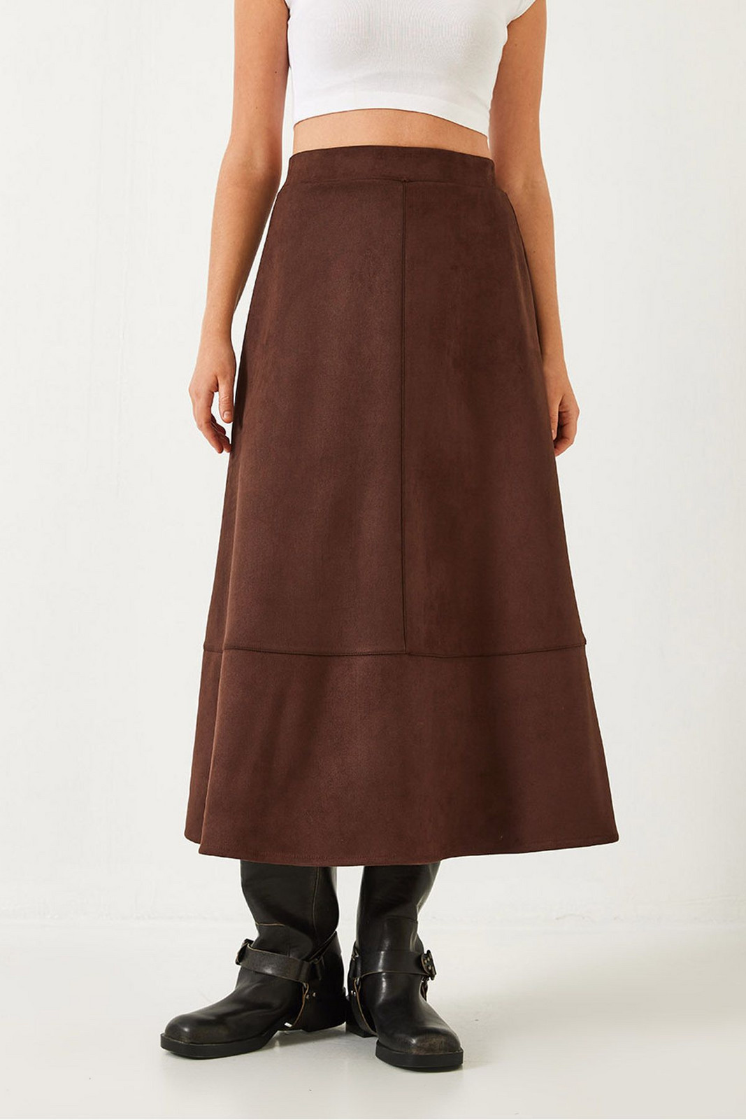 Bianco Lucci Women's Piece Detailed Suede Skirt