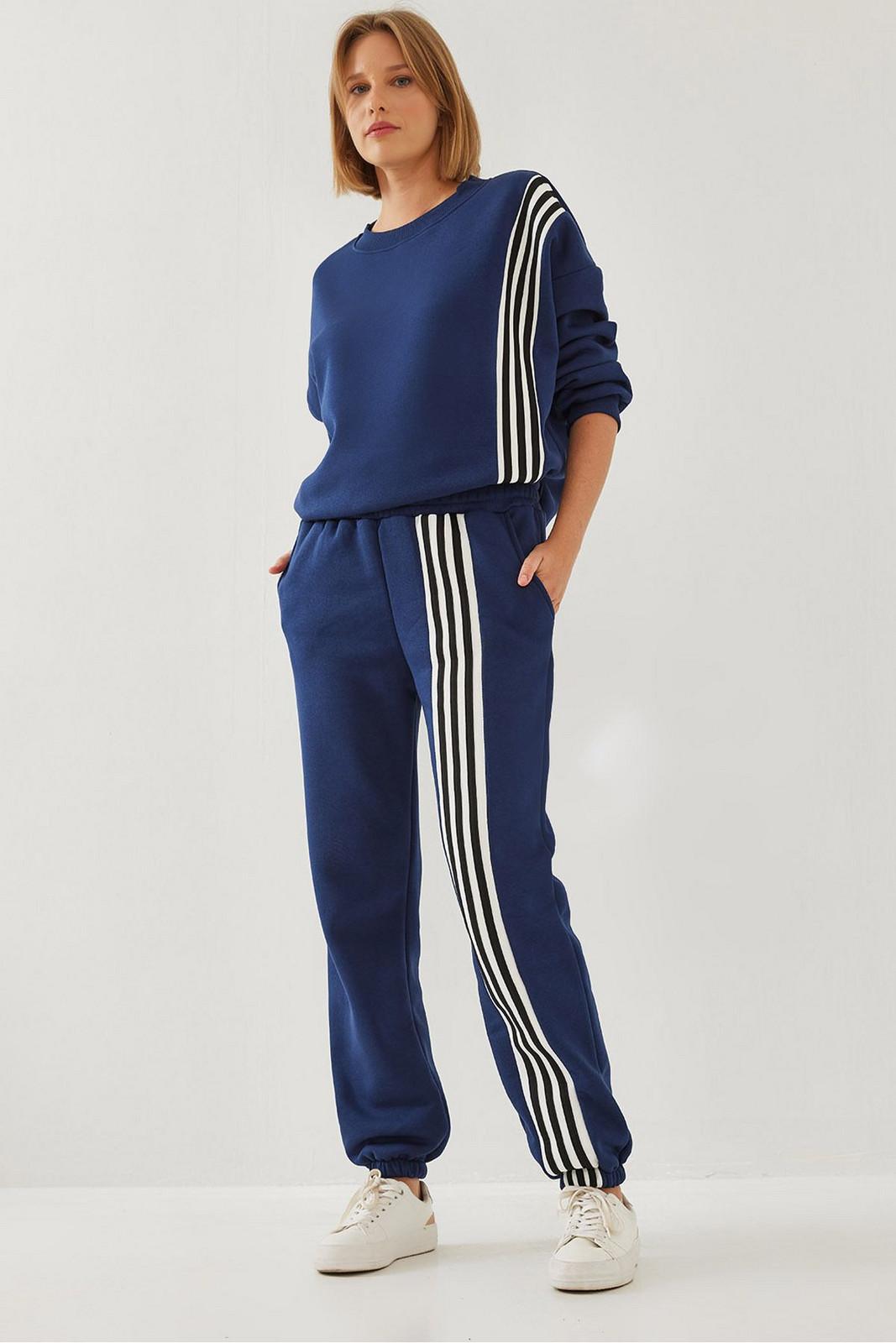 Bianco Lucci Women's Three Thread Stripe Bottom Top Suit