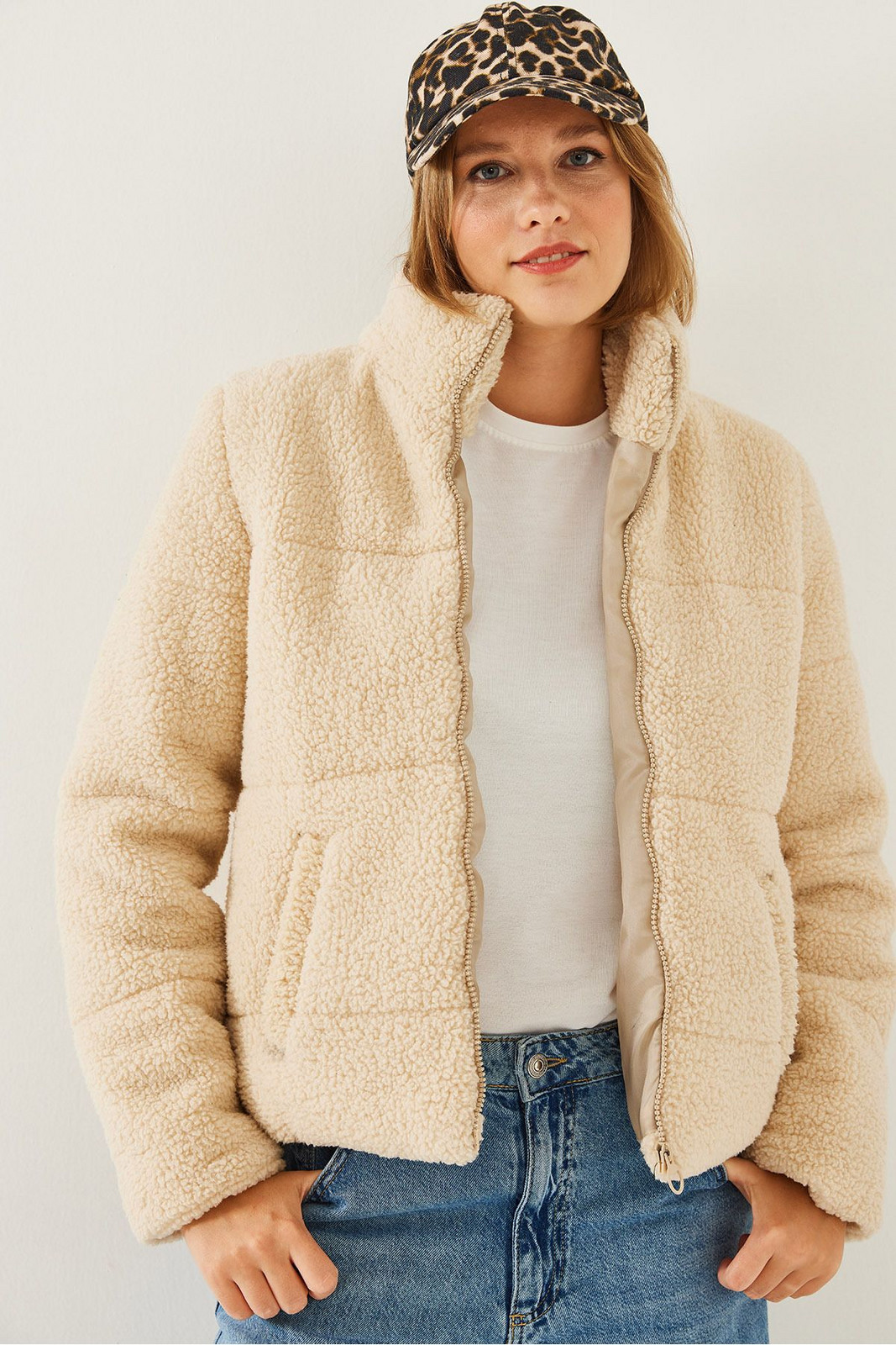 Bianco Lucci Women's Plush Embossed Teddy Women's Puffer Coat