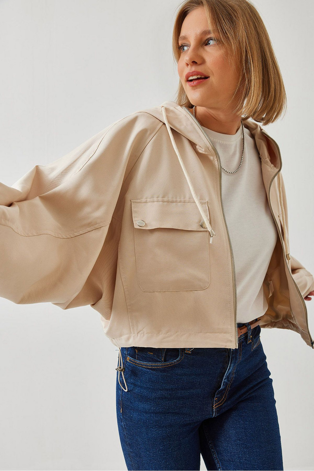 Bianco Lucci Women's Hooded Short Jacket