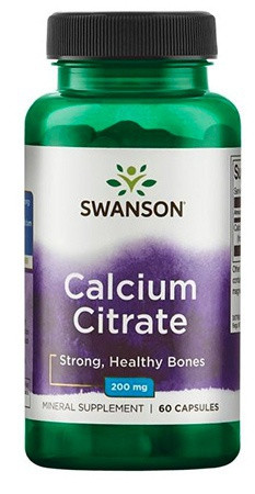 Swanson calcium citrate (citrát vápenatý) 200 mg 60 kapsúl