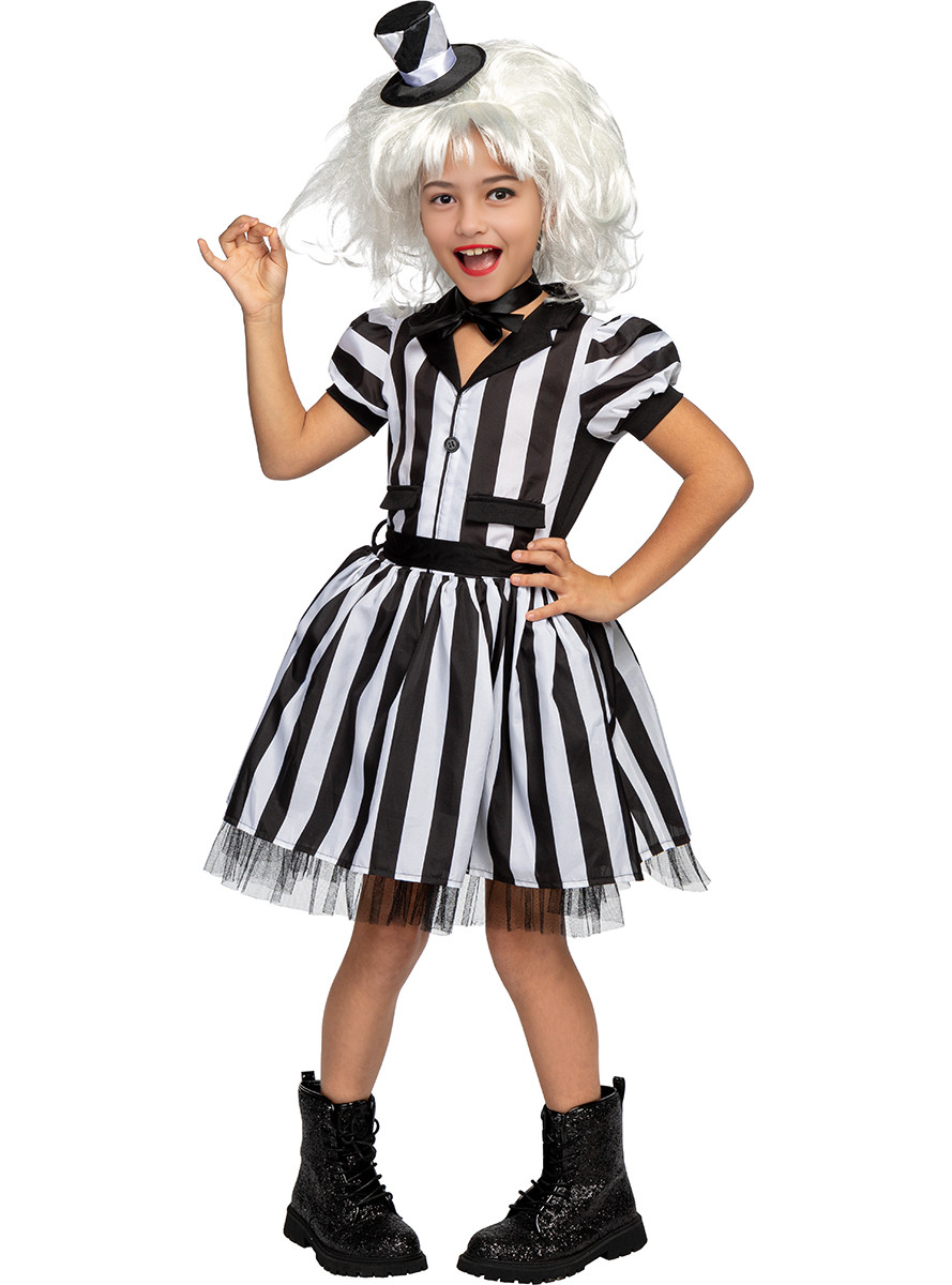 HeliumKing Detský dievčenský kostým - Beetlejuice Veľkosť - deti: L: 117 - 134 cm