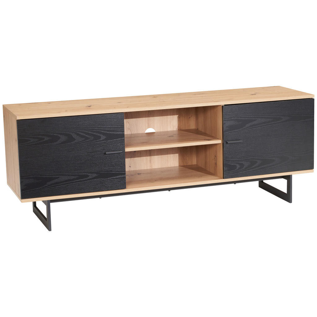 Livetastic NÍZKA KOMODA, čierna, farba duba, 150/55/40 cm