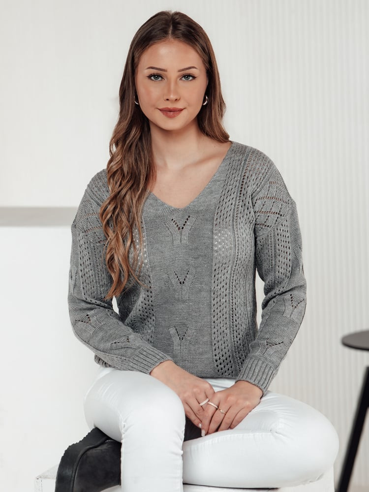 Sweter damski LACEONIA jasnoszary Dstreet