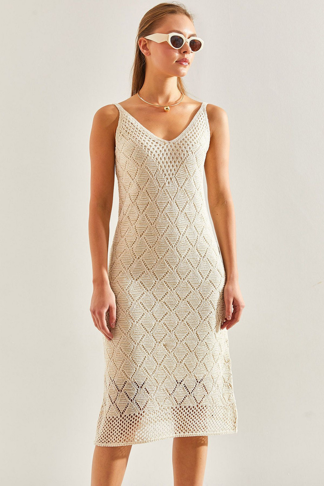 Bianco Lucci Women's Silvery Strap Knitwear Dress