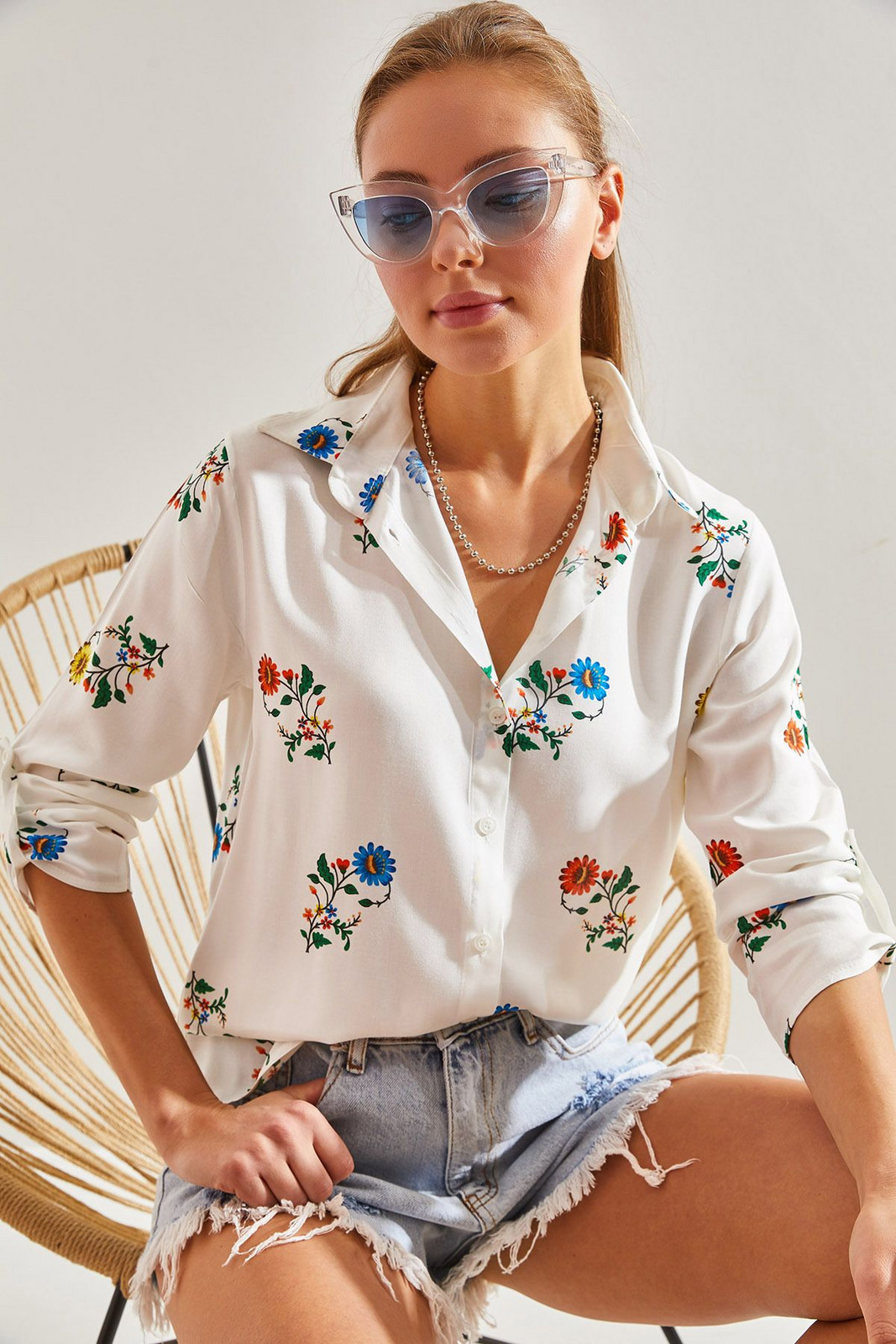 Bianco Lucci Women's Multi Pattern Colored Shirt