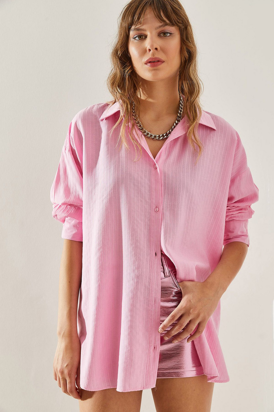 Bianco Lucci Women's Striped Patterned Shirt