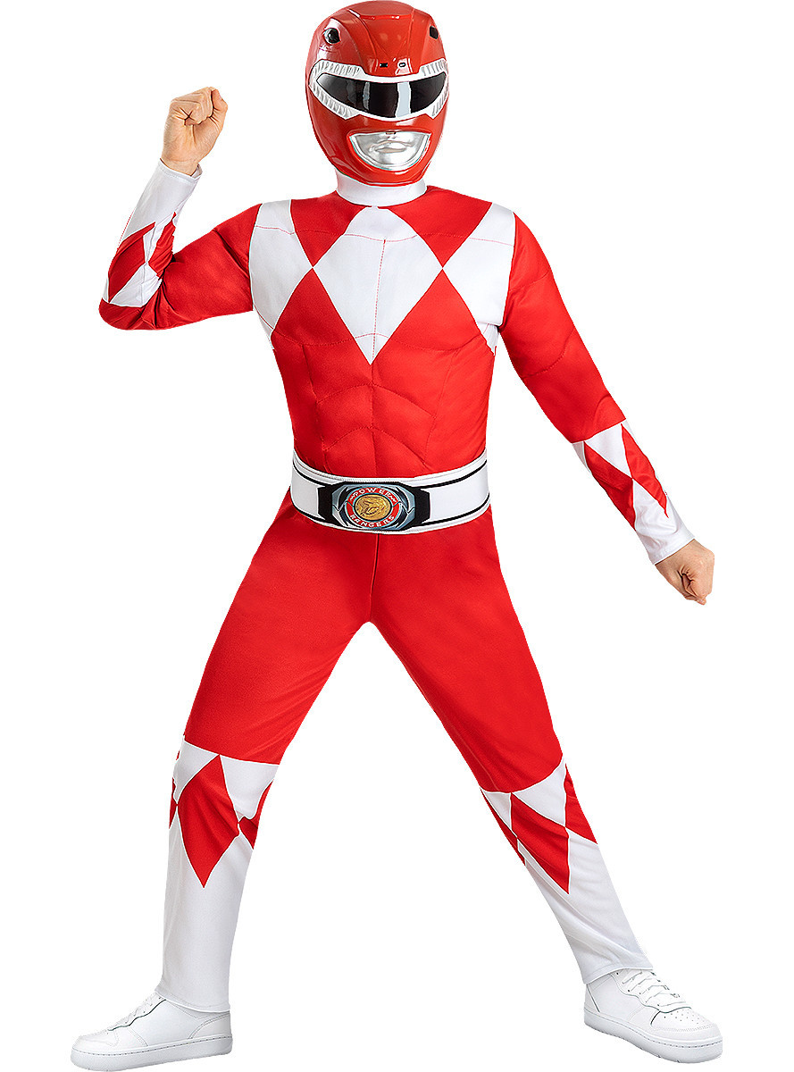 HeliumKing Detský kostým - Power Ranger červený Veľkosť - deti: L: 117 - 134 cm