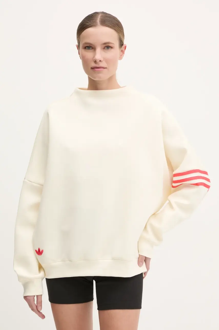 Mikina adidas Originals Neuclassics dámska, béžová farba, s nášivkou, JI8522