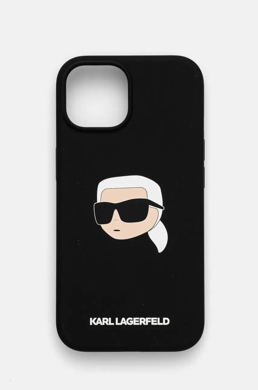 Puzdro na mobil Karl Lagerfeld iPhone 15 6.1 čierna farba, KLHMP15SSKHPPLK