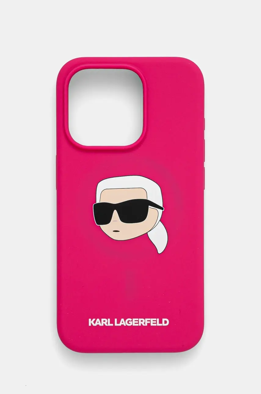 Puzdro na mobil Karl Lagerfeld iPhone 15 Pro 6.1 ružová farba, KLHMP15LSKHPPLF