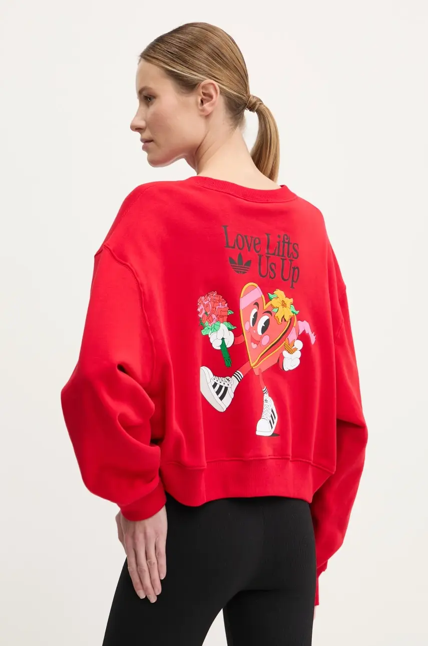 Mikina adidas Originals Nelson dámska, červená farba, jednofarebná, JN6974