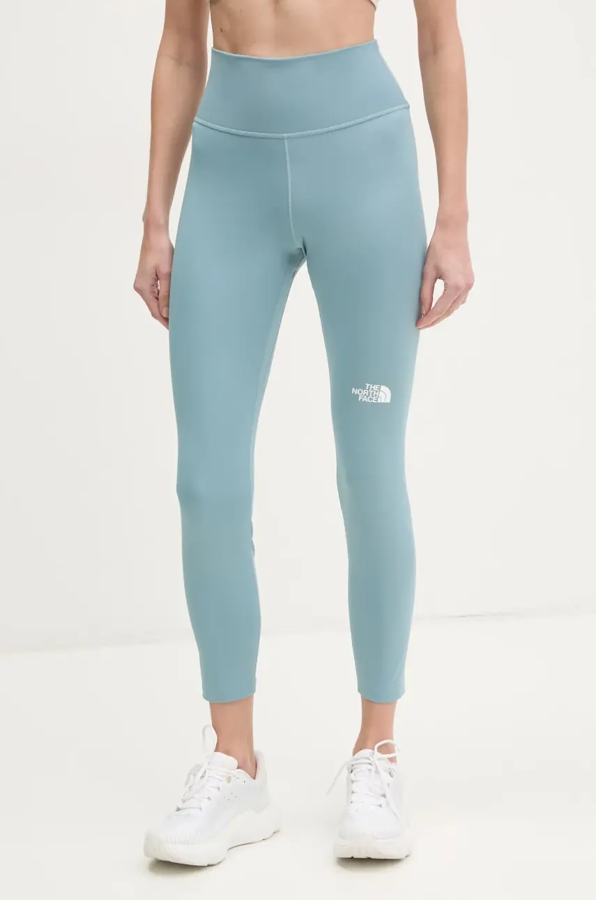 Športové legíny The North Face Mountain Athletics Flex dámske, tyrkysová farba, s potlačou, NF0A8BPF4261