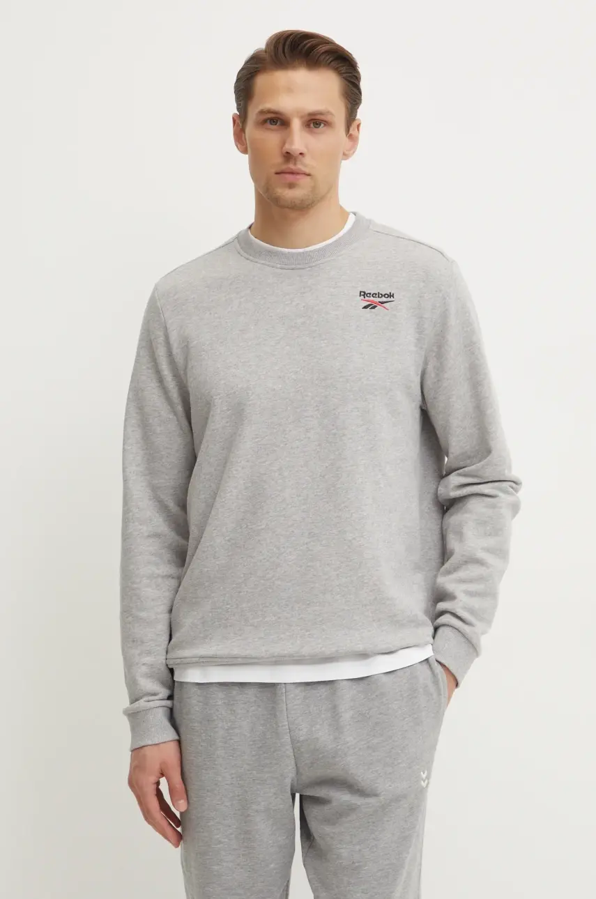Mikina Reebok Classic pánska, šedá farba, melanžová, 100221789