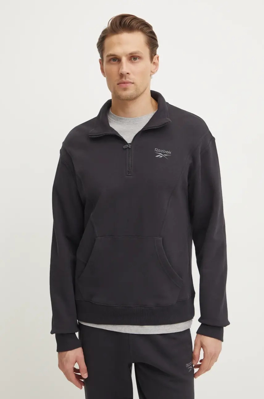 Bavlnená mikina Reebok Classic pánska, čierna farba, s nášivkou, 100214081