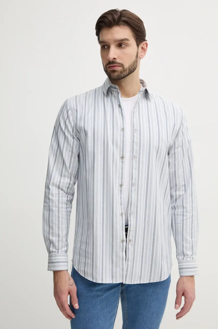 Košeľa Guess COLLINS pánska, šedá farba, regular, s klasickým golierom, M5RH29 WGXI1