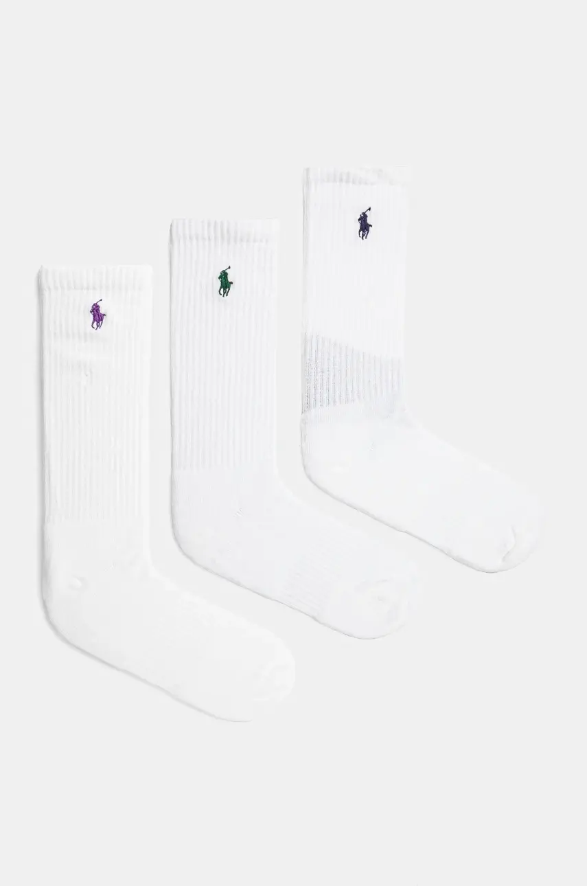 Ponožky Polo Ralph Lauren 3-pak pánske, biela farba, 449958095