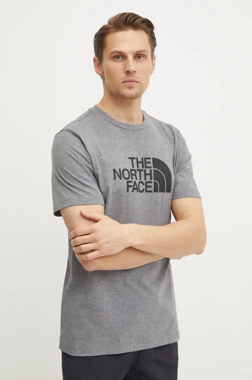 Tričko The North Face Easy pánske, šedá farba, s potlačou, NF0A8A6CDYY1