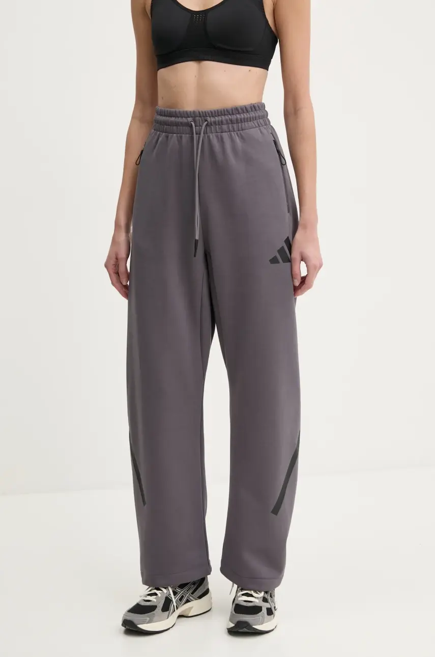 Tepláky adidas Z.N.E. fialová farba, s potlačou, JC5411