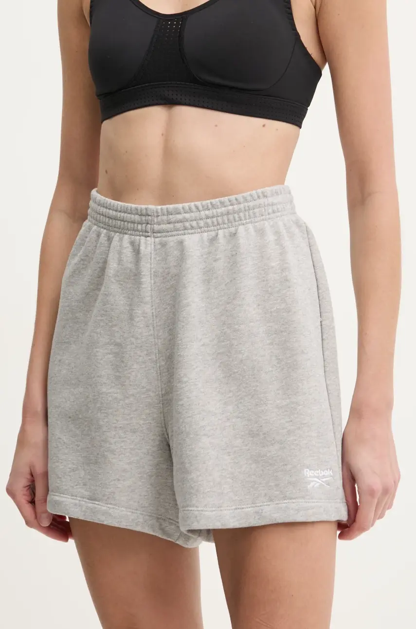 Šortky Reebok Classic dámske, šedá farba, melanžové, vysoký pás, 100221536
