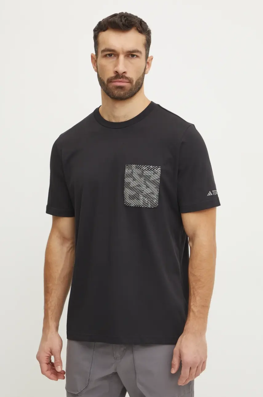 Tričko adidas TERREX Puzzle pánske, čierna farba, s potlačou, IZ0468