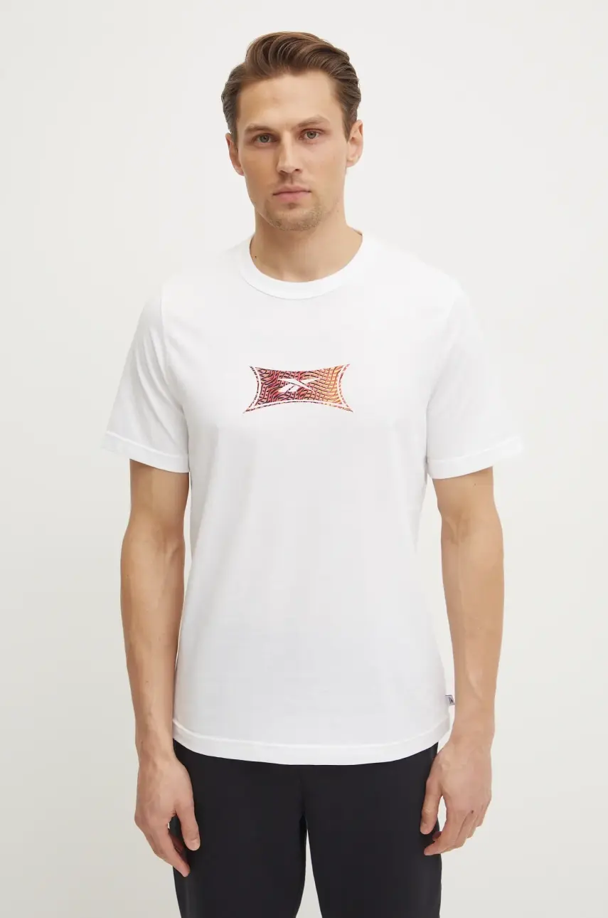 Bavlnené tričko Reebok Classic pánske, biela farba, s potlačou, 100218837