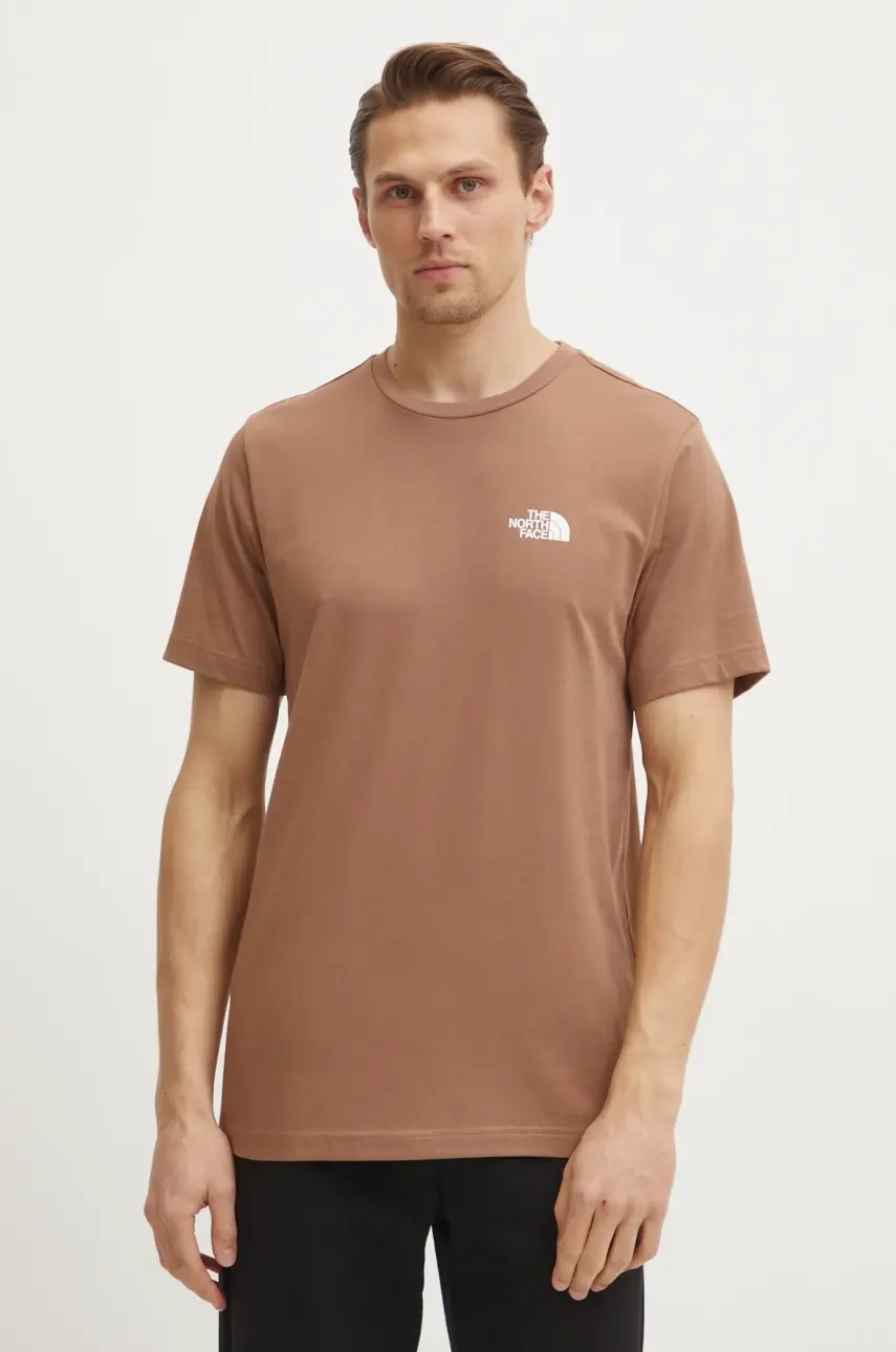 Tričko The North Face Simple Dome pánske, hnedá farba, s potlačou, NF0A87NG6IH1