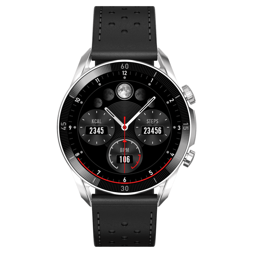 GARETT Smartwatch V10 Silver-black leather Inteligentné hodinky, rozbalené