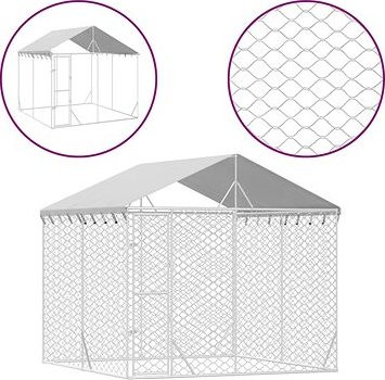 Shumee Venkovní psí kotec se střechou stříbrný 3 × 3 × 2,5 m ocel