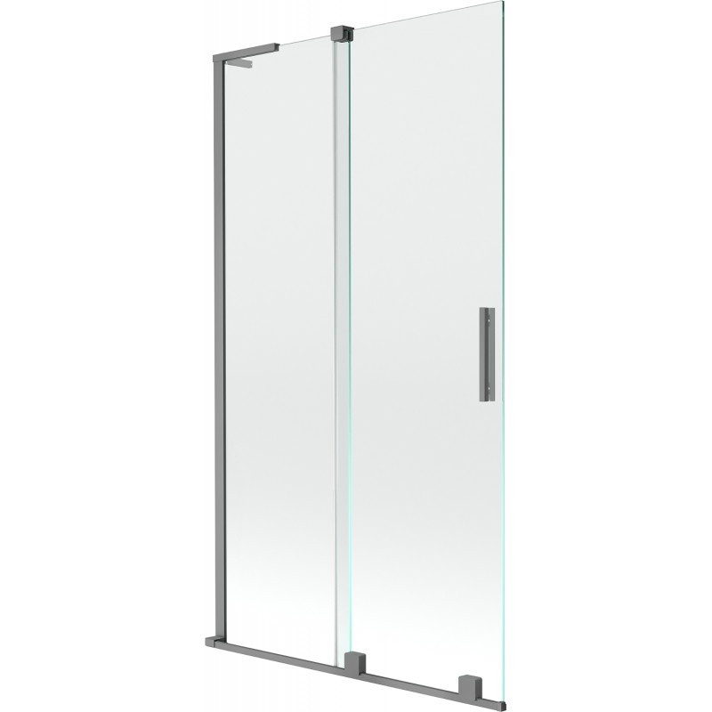 MEXEN/S - Velar L dvojkrídlová posuvná vaňová zástena 100 x 150 cm, transparent, grafit metal 896-100-003-01-95
