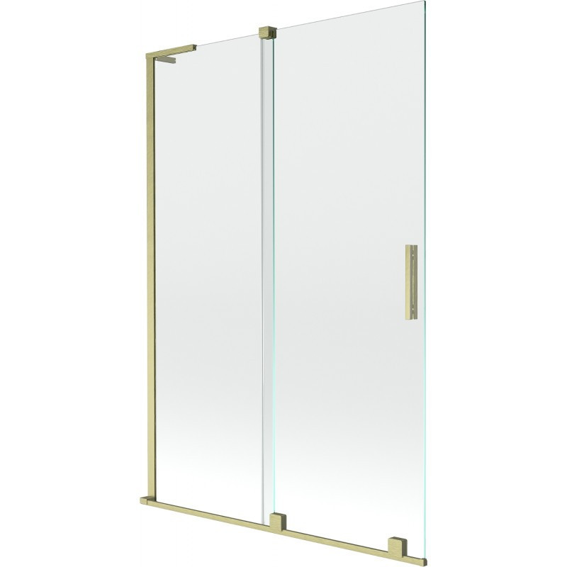 MEXEN/S - Velar L dvojkrídlová posuvná vaňová zástena 120 x 150 cm, transparent, zlatá kartáčovaná 896-120-003-01-55
