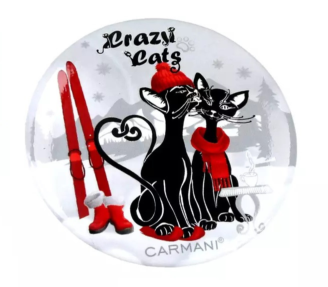 Otvárač s magnetom so zamilovanými mačkami na lyžiach