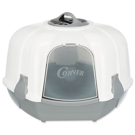 Toaleta Trixie Maro rohová s dvířky sv. šedá/granitová 60×43×5 cm