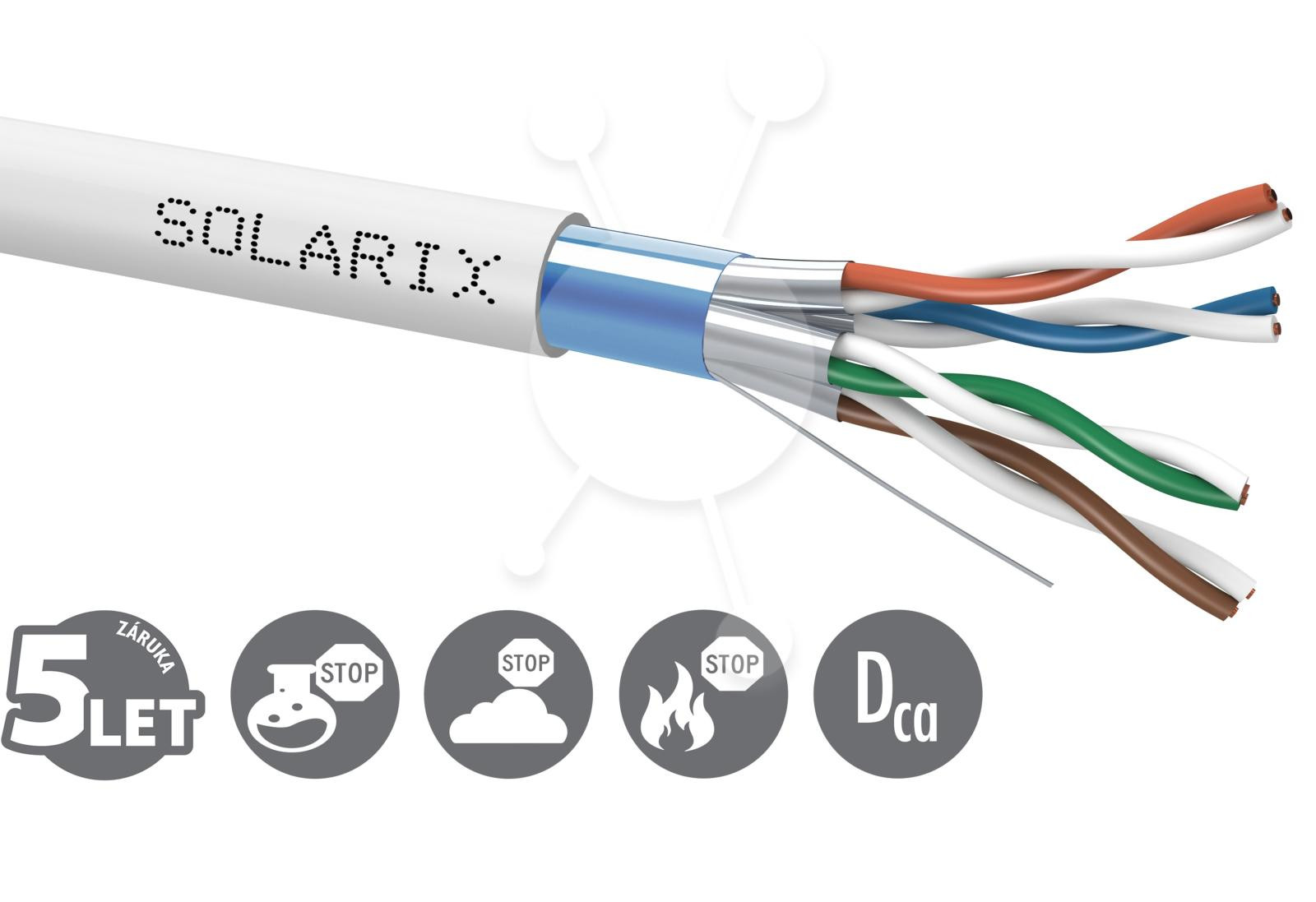 Inštalačný kábel Solarix CAT6A FFTP LSOH Dca-s2,d2,a1 500m/cievka SXKD-6A-FFTP-LSOH